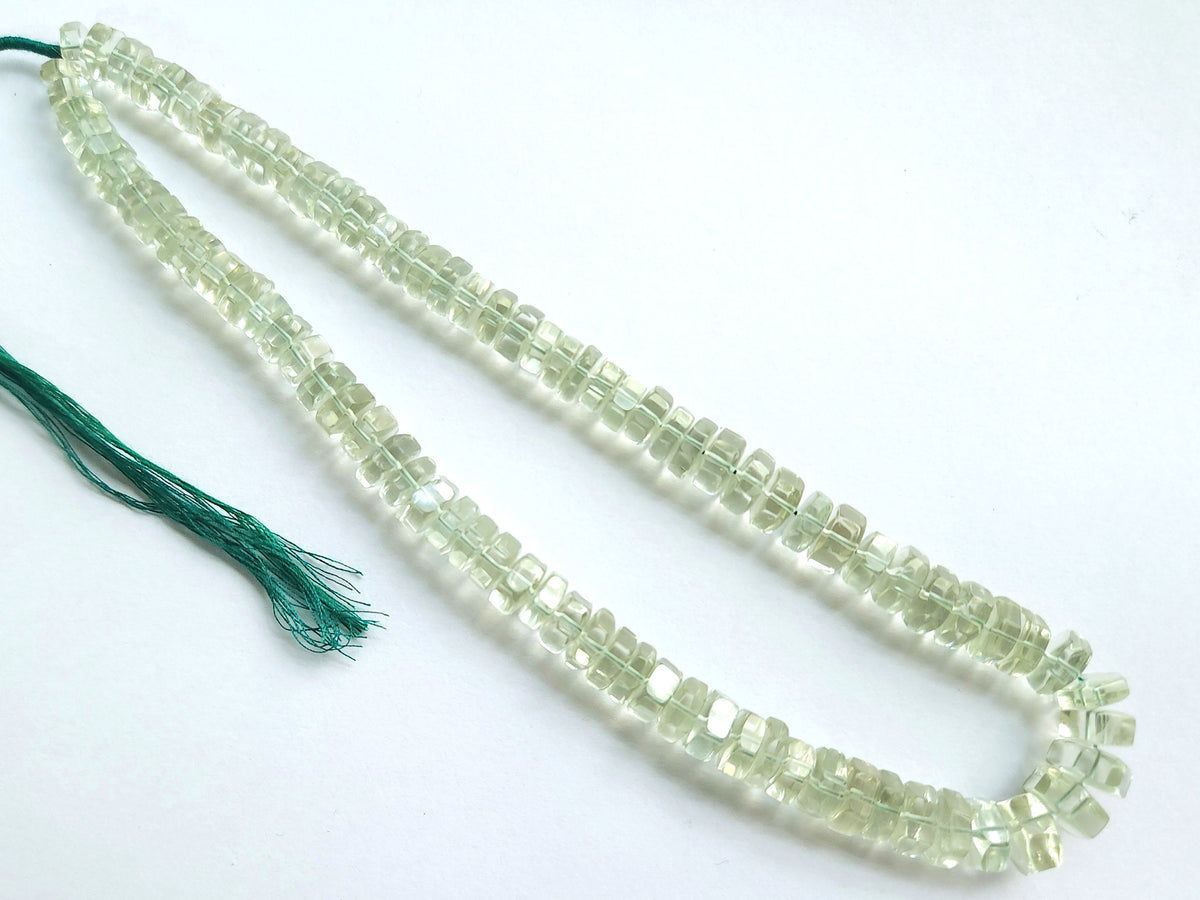 Natural Green Amethyst Smooth Hexagonal Rondelle Beads