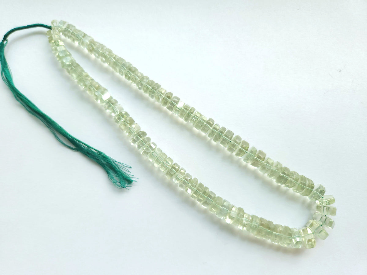 Natural Green Amethyst Smooth Hexagonal Rondelle Beads