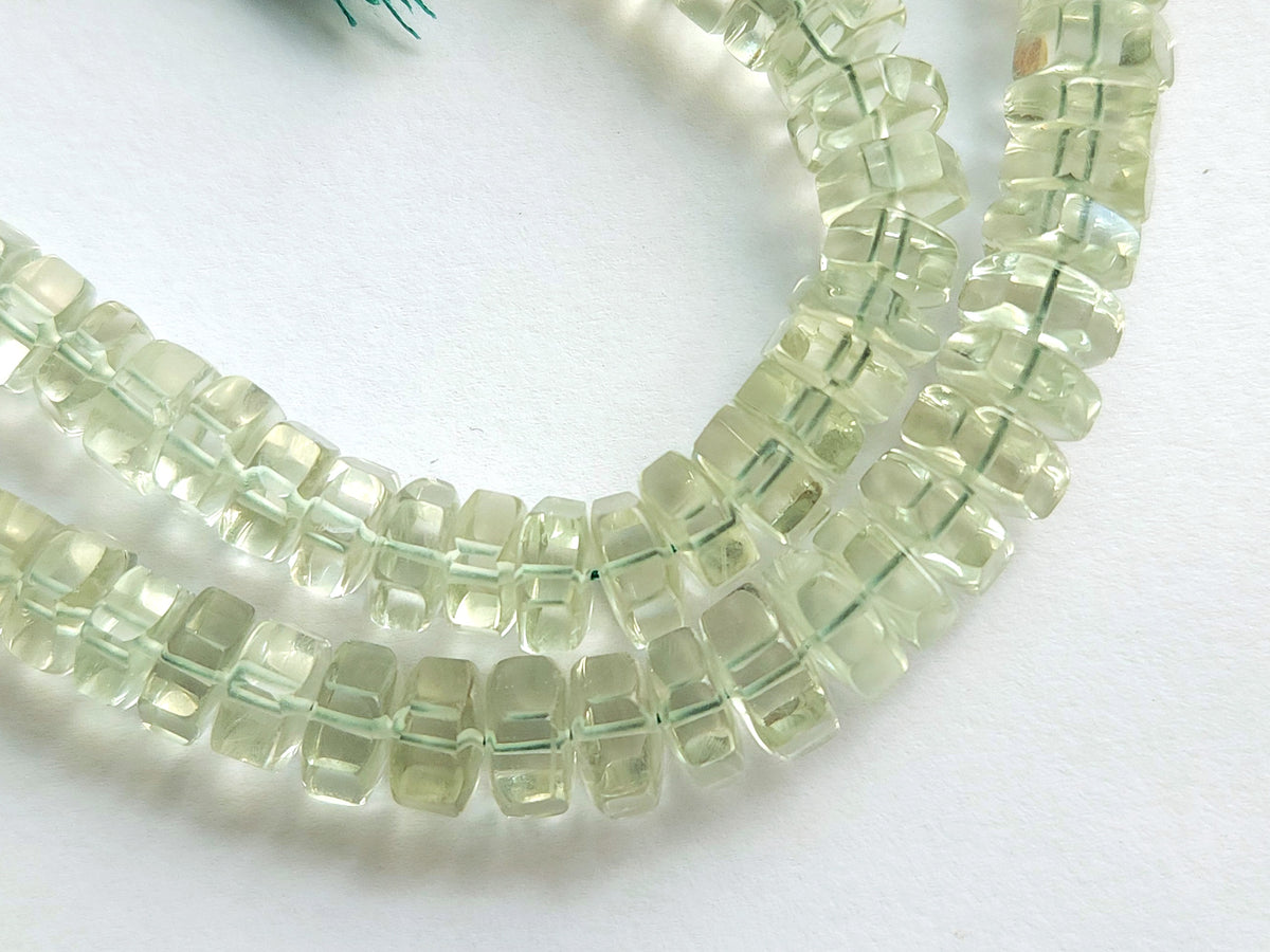 Natural Green Amethyst Smooth Hexagonal Rondelle Beads