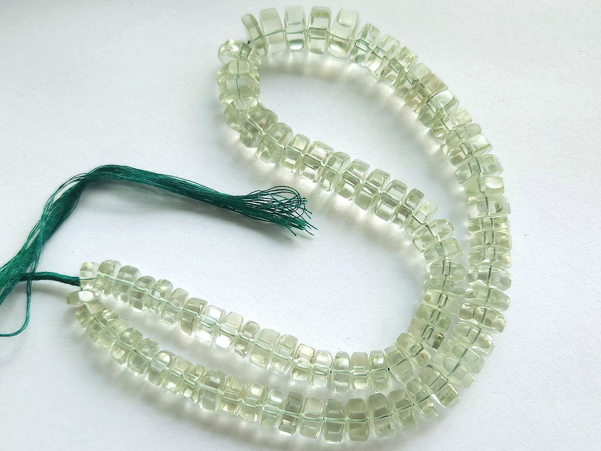 Natural Green Amethyst Smooth Hexagonal Rondelle Beads