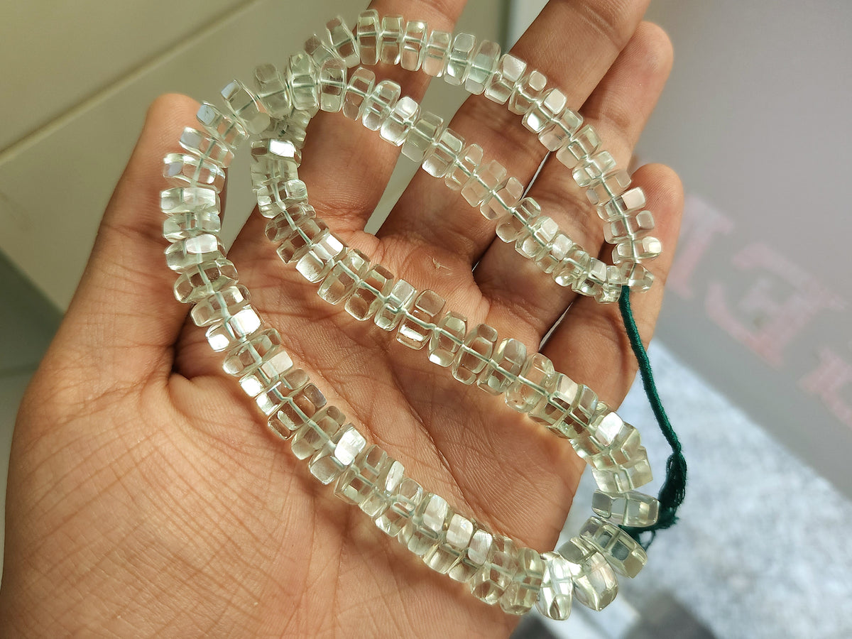 Natural Green Amethyst Smooth Hexagonal Rondelle Beads