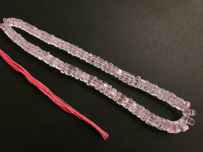 Natural Rose Quartz Smooth Hexagonal Rondelle Beads