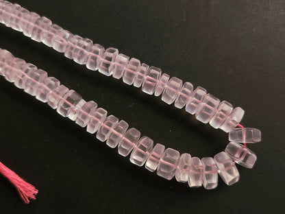 Natural Rose Quartz Smooth Hexagonal Rondelle Beads