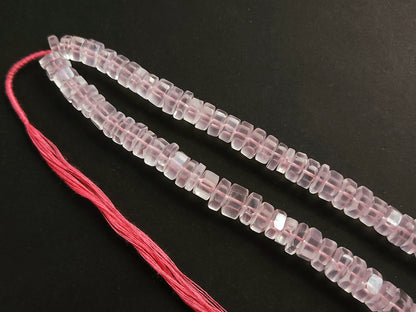 Natural Rose Quartz Smooth Hexagonal Rondelle Beads