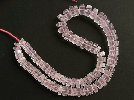 Natural Rose Quartz Smooth Hexagonal Rondelle Beads