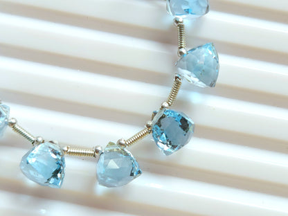 Natural Blue Topaz 3D Trillion Faceted Beads | Pyramid Shape