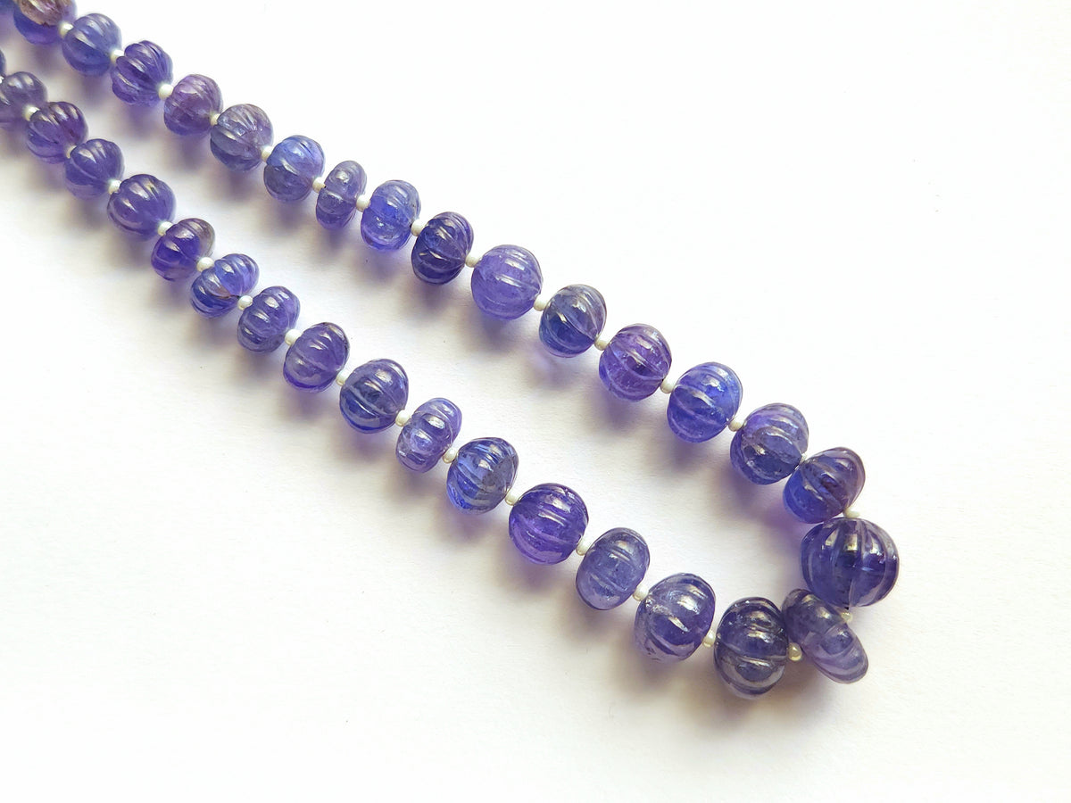 Natural Tanzanite Carved Melon Beads