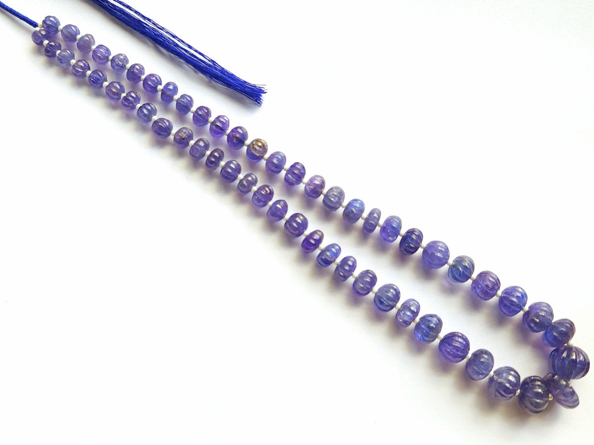 Natural Tanzanite Carved Melon Beads