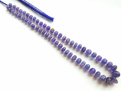 Natural Tanzanite Carved Melon Beads