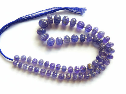 Natural Tanzanite Carved Melon Beads