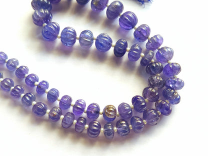Natural Tanzanite Carved Melon Beads