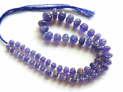 Natural Tanzanite Carved Melon Beads