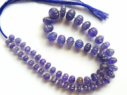 Natural Tanzanite Carved Melon Beads