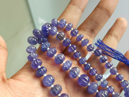 Natural Tanzanite Carved Melon Beads
