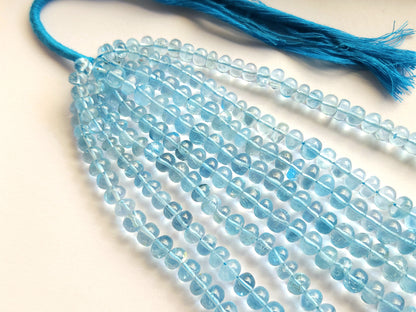 Natural Blue Topaz Smooth Rondelle Beads