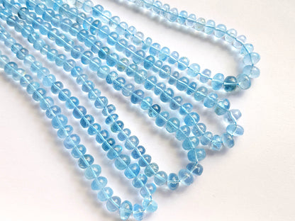 Natural Blue Topaz Smooth Rondelle Beads