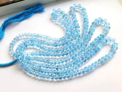 Natural Blue Topaz Smooth Rondelle Beads