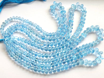 Natural Blue Topaz Smooth Rondelle Beads