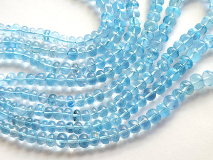 Natural Blue Topaz Smooth Rondelle Beads