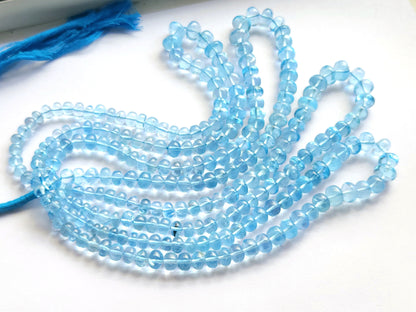 Natural Blue Topaz Smooth Rondelle Beads