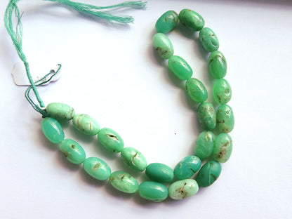 Natural Chrysoprase Smooth Oval Beads