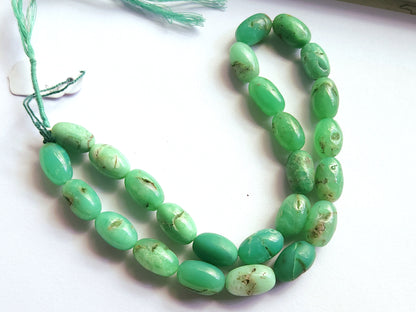 Natural Chrysoprase Smooth Oval Beads