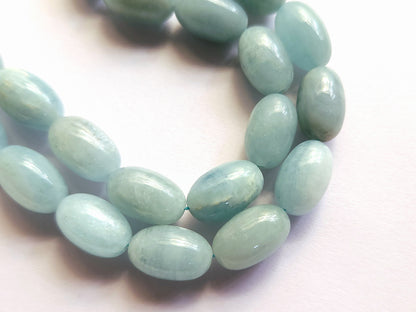 Natural Milky Aquamarine Smooth Oval Beads