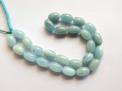 Natural Milky Aquamarine Smooth Oval Beads
