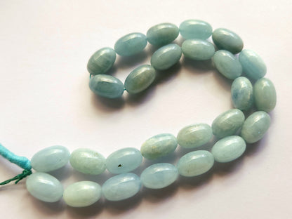 Natural Milky Aquamarine Smooth Oval Beads