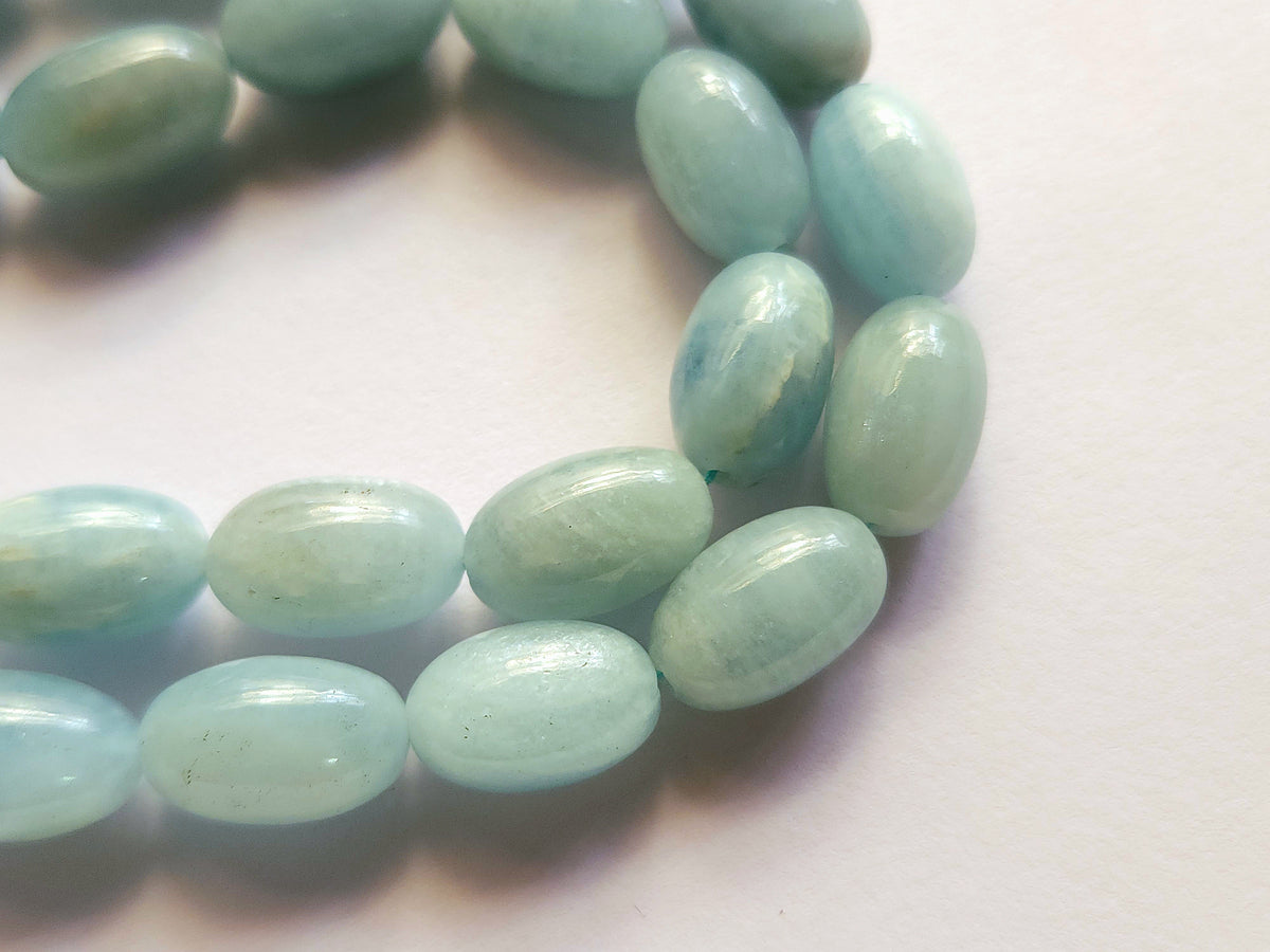 Natural Milky Aquamarine Smooth Oval Beads