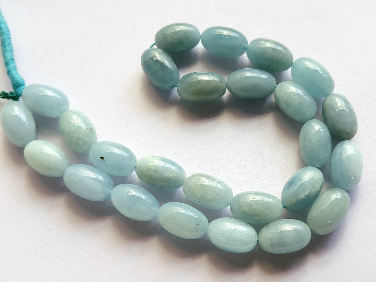 Natural Milky Aquamarine Smooth Oval Beads