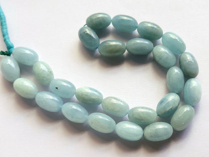 Natural Milky Aquamarine Smooth Oval Beads