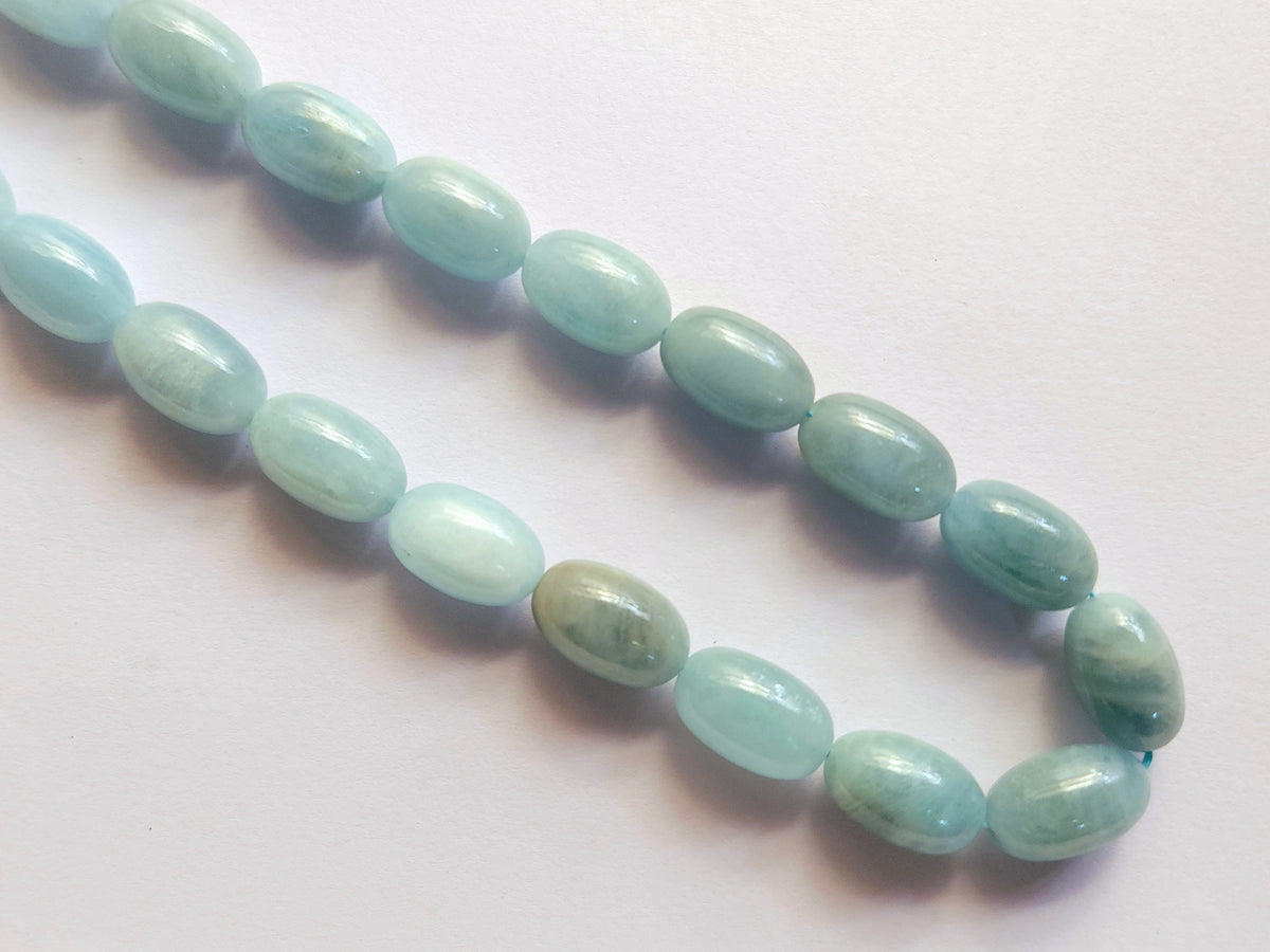 Natural Milky Aquamarine Smooth Oval Beads