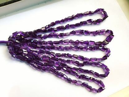 Natural Amethyst Uneven Faceted Tumble Shape Beads