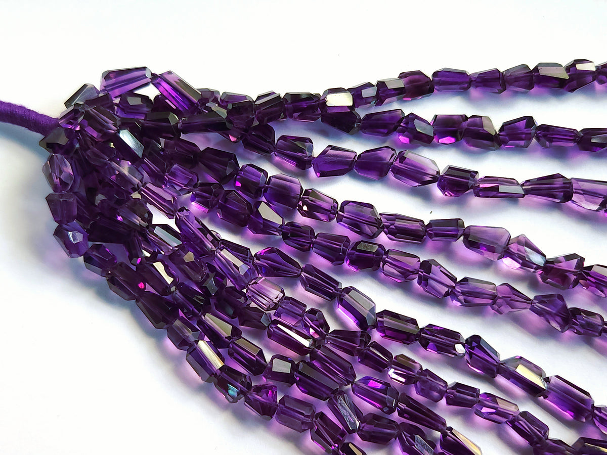 Natural Amethyst Uneven Faceted Tumble Shape Beads