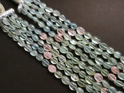 Natural Multi Aquamarine Smooth Oval Beads