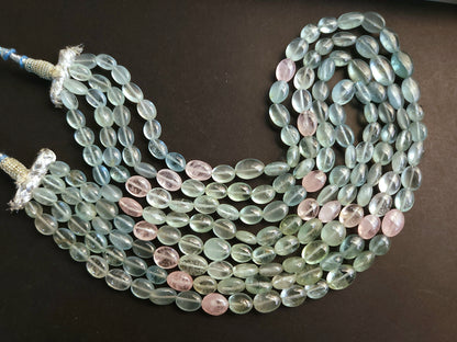 Natural Multi Aquamarine Smooth Oval Beads