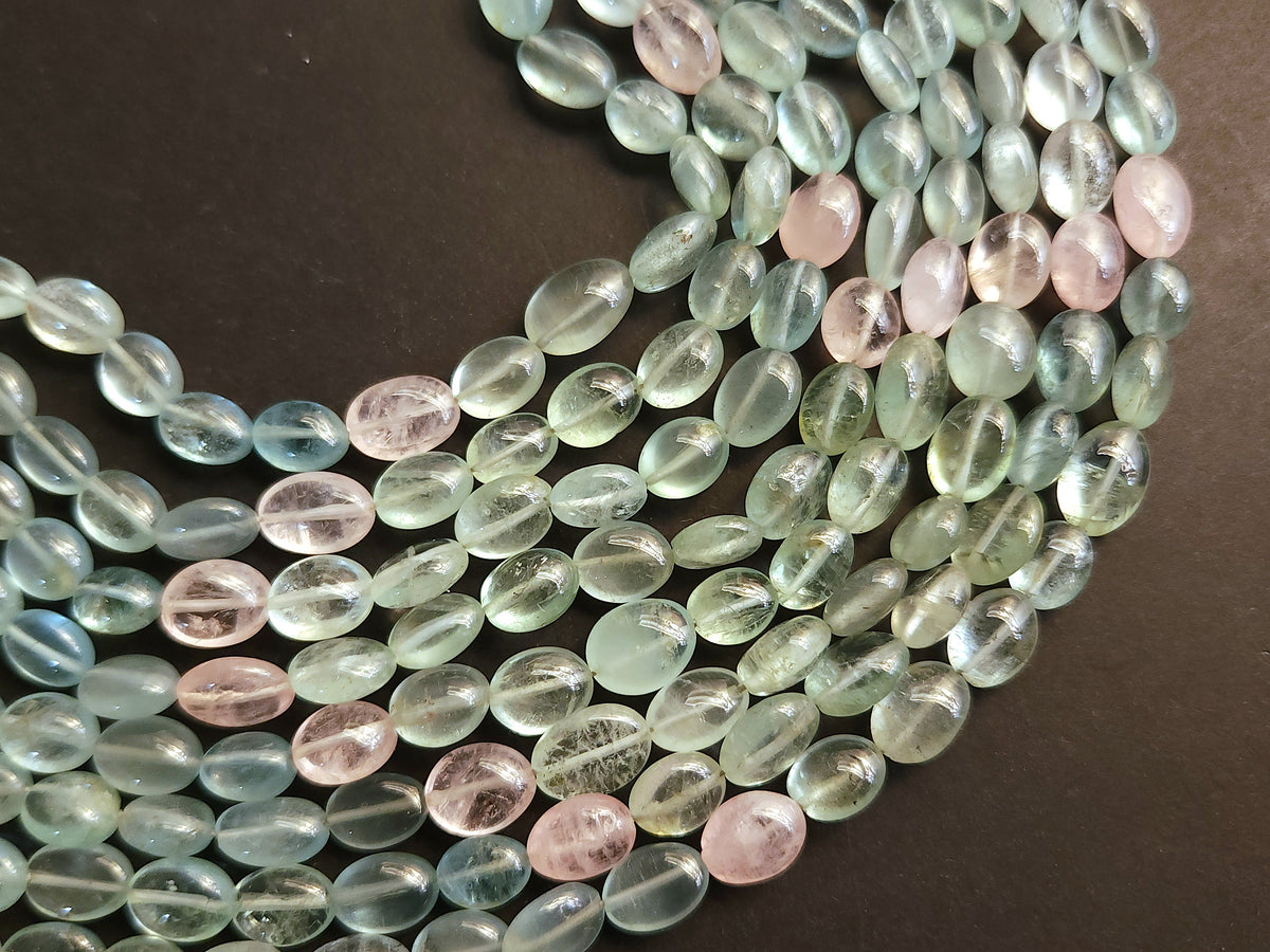 Natural Multi Aquamarine Smooth Oval Beads