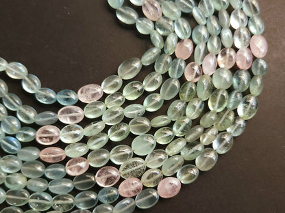 Natural Multi Aquamarine Smooth Oval Beads