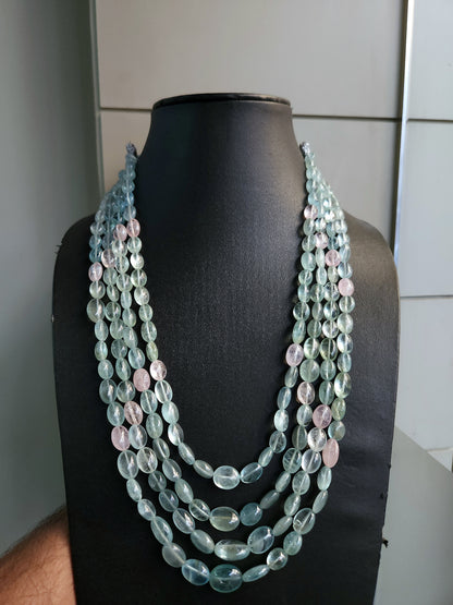 Natural Multi Aquamarine Smooth Oval Beads