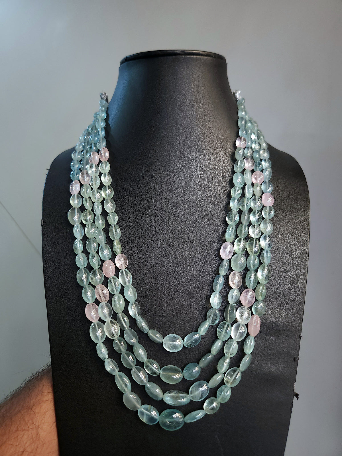 Natural Multi Aquamarine Smooth Oval Beads