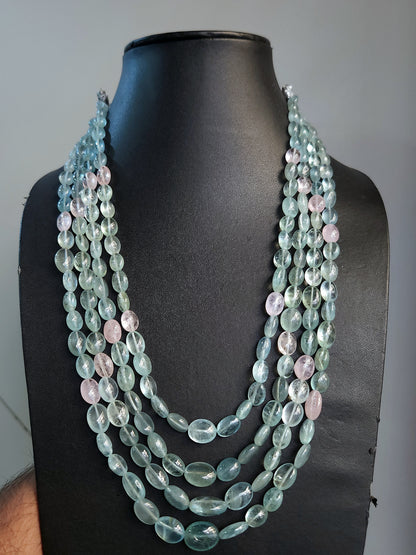 Natural Multi Aquamarine Smooth Oval Beads