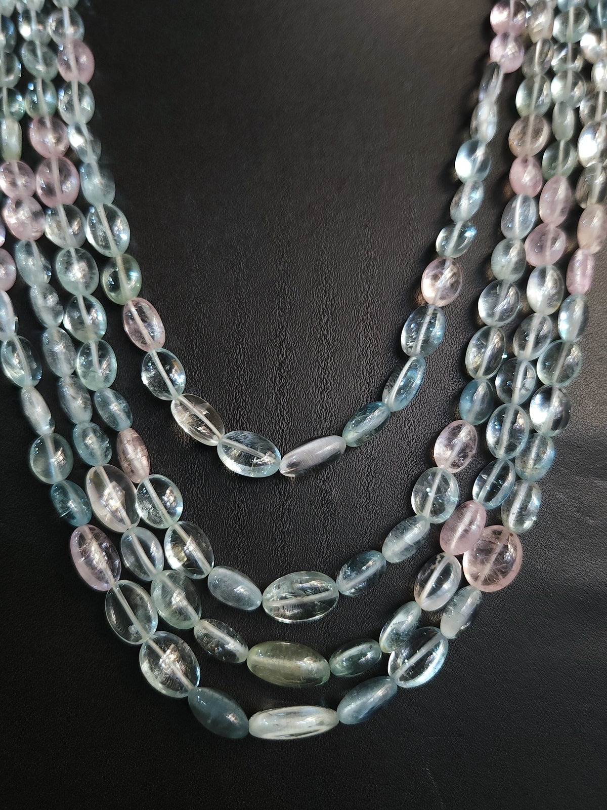 Natural Multi Aquamarine Smooth Oval Beads