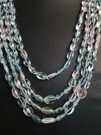 Natural Multi Aquamarine Smooth Oval Beads
