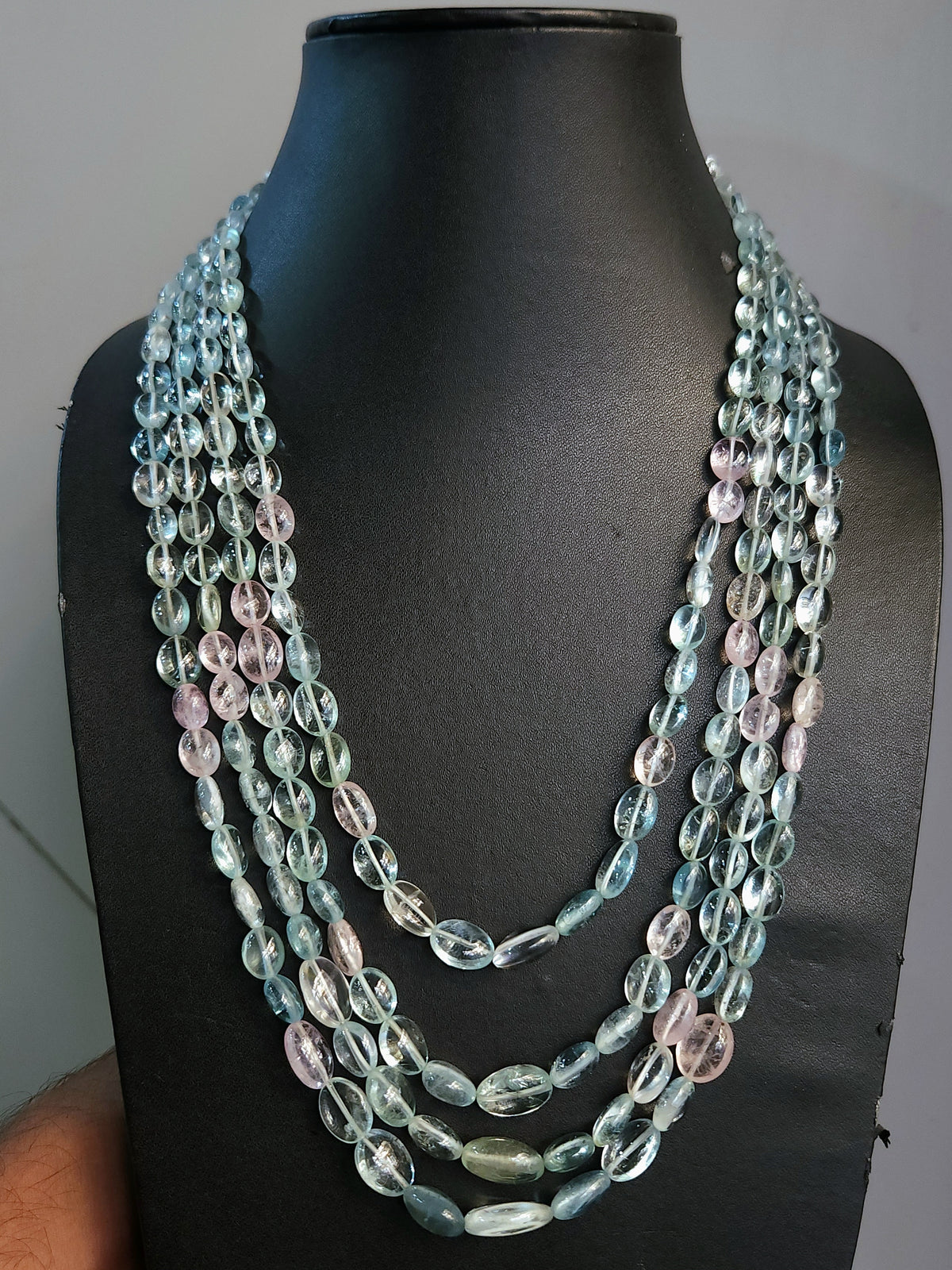 Natural Multi Aquamarine Smooth Oval Beads