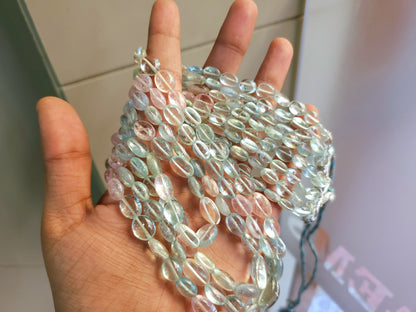 Natural Multi Aquamarine Smooth Oval Beads