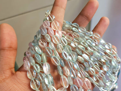 Natural Multi Aquamarine Smooth Oval Beads