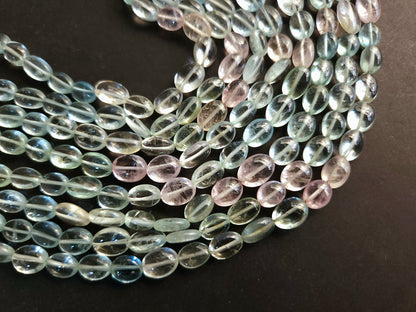 Natural Multi Aquamarine Smooth Oval Beads