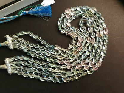 Natural Multi Aquamarine Smooth Oval Beads