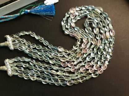 Natural Multi Aquamarine Smooth Oval Beads